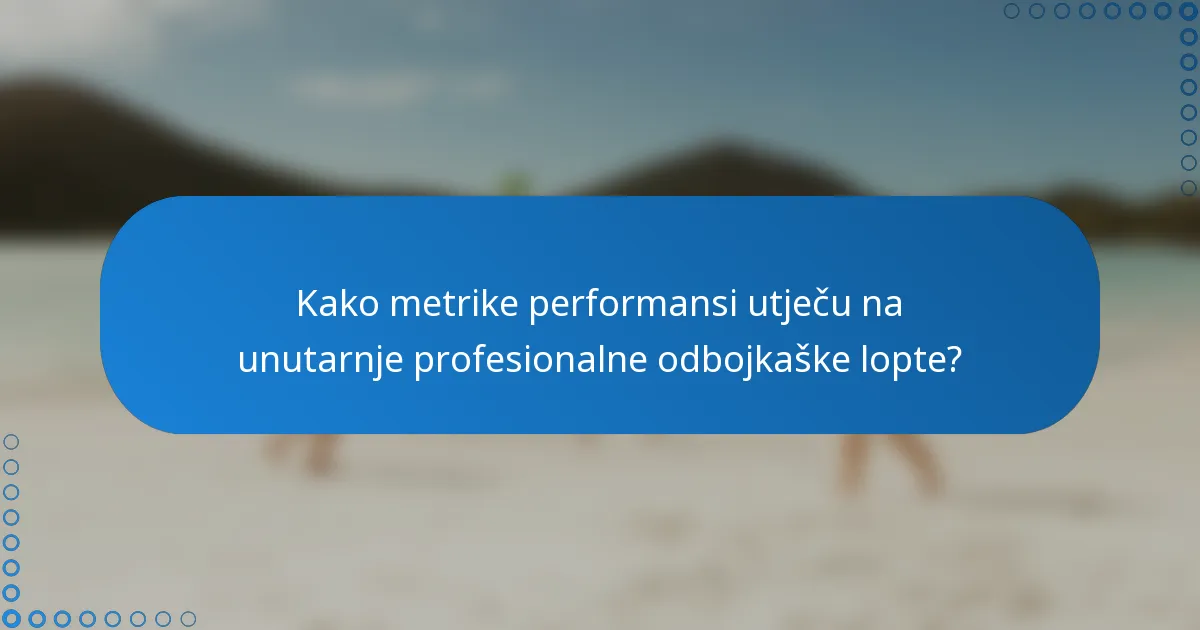 Kako metrike performansi utječu na unutarnje profesionalne odbojkaške lopte?