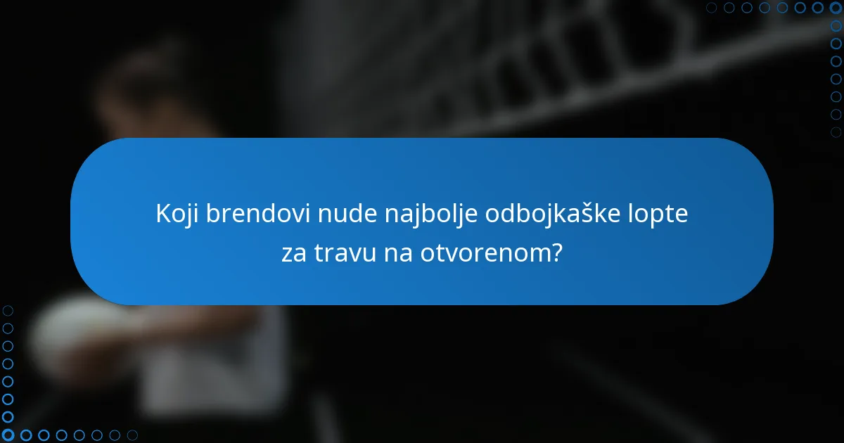 Koji brendovi nude najbolje odbojkaške lopte za travu na otvorenom?