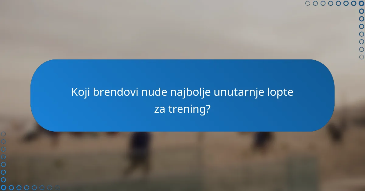Koji brendovi nude najbolje unutarnje lopte za trening?